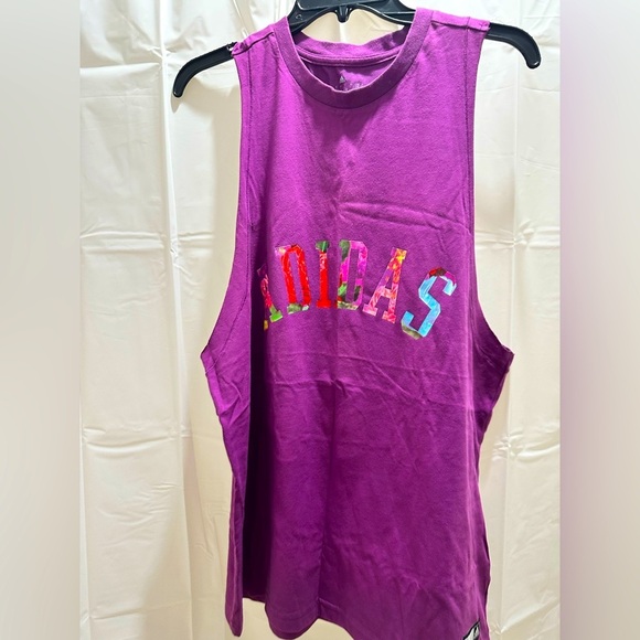 Adidas Magenta Tank with Multicolor Logo - Picture 3 of 4